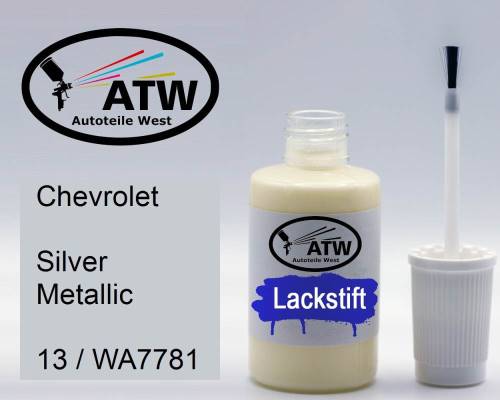 Chevrolet, Silver Metallic, 13 / WA7781: 20ml Lackstift, von ATW Autoteile West.